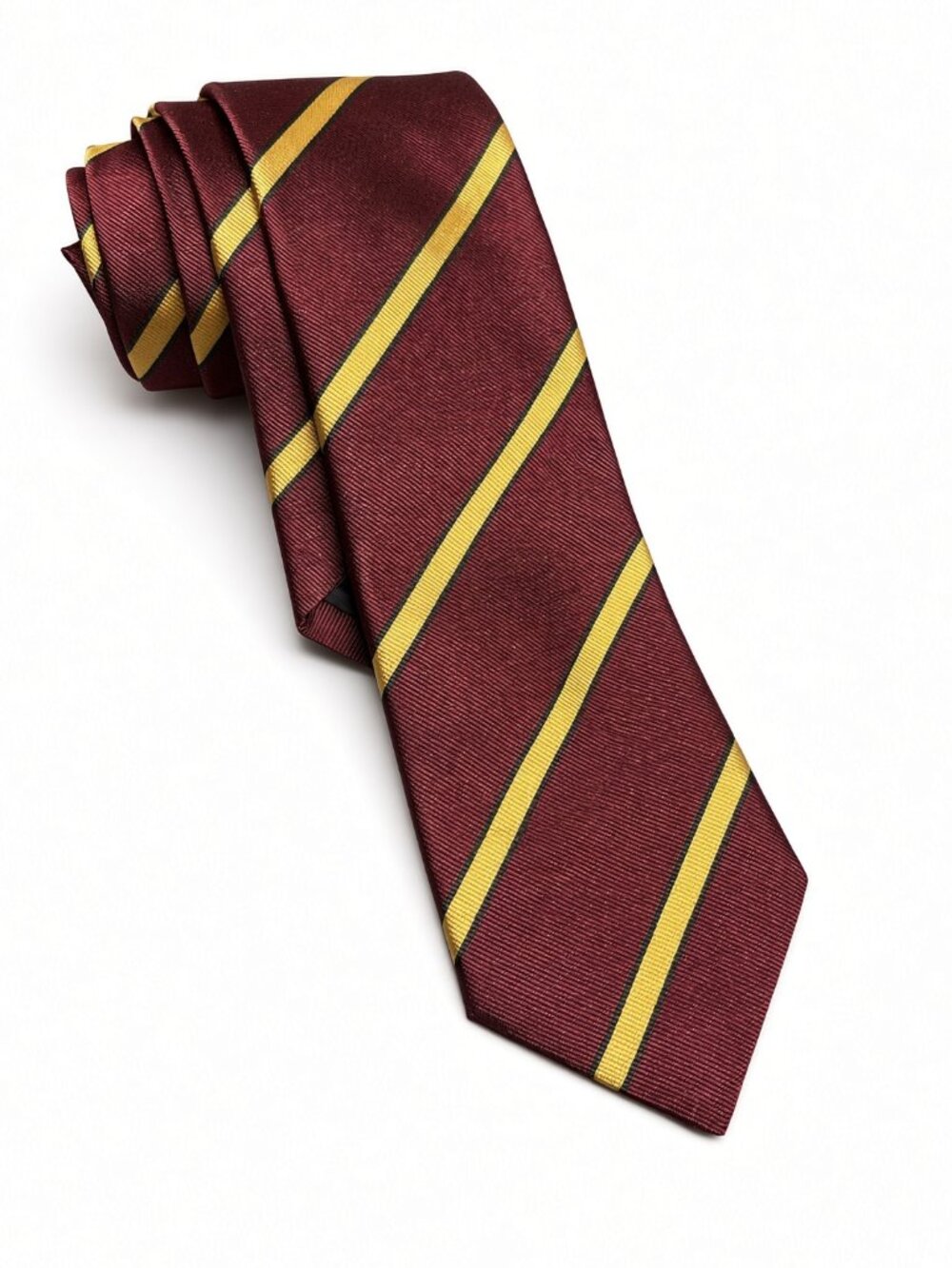 Ben Silver Charleston Burgundy Gold Repp Striped 100% Silk Tie Regimental